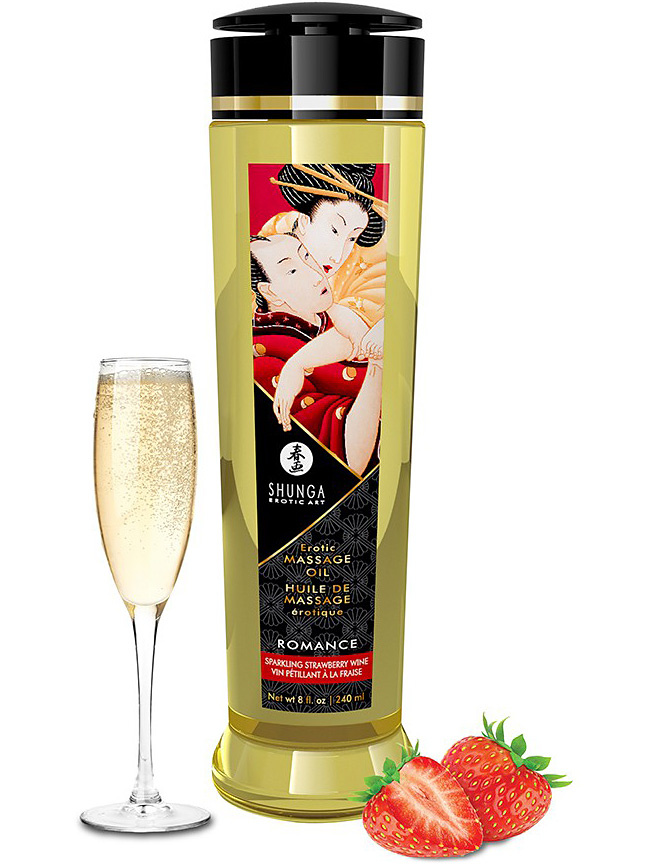 Romance Erotic Massage Oil, Sparkling Strawberry