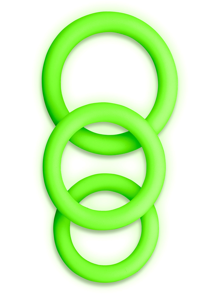 Glow in the Dark, Silicone Cock Ring Set, 3-pack